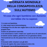 GIORNATA MONDIALE DELLA CONSAPEVOLEZZA SULL’AUTISMO.